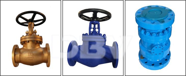 Globe valve, gate valve, check valve