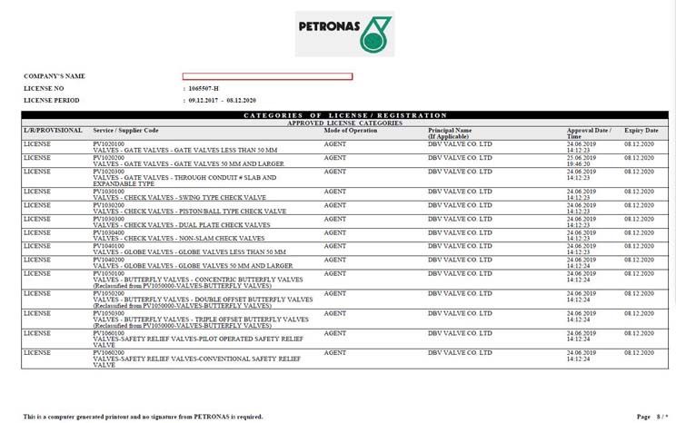 PETRONAS Vendor list