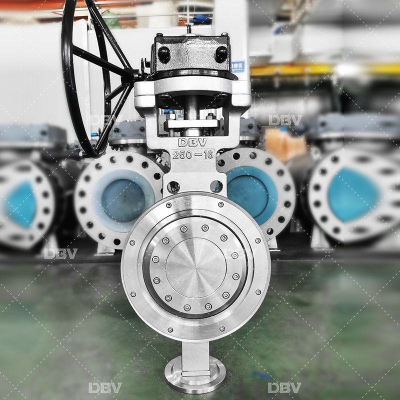 Triple eccentric butterfly valve wafer type