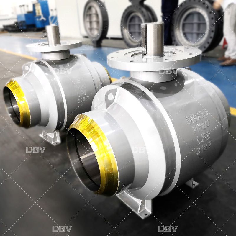 High pressure fully welded ball valve with bare shaft