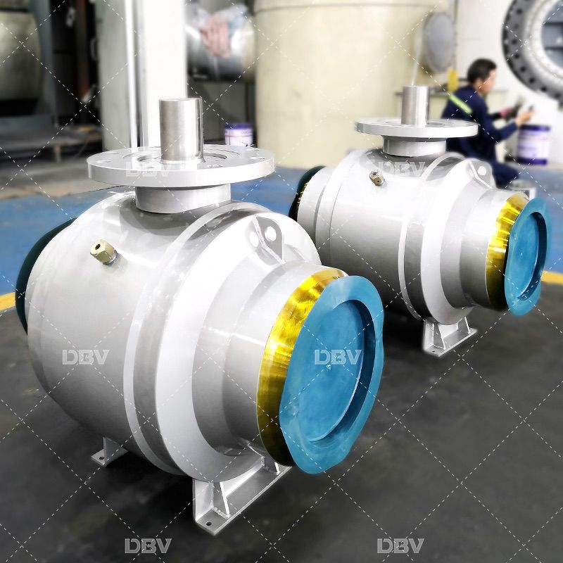 High pressure fully welded ball valve with bare shaft